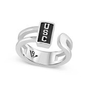USC Trojans Oxidized Sterling Silver Vertical Double Band Ring